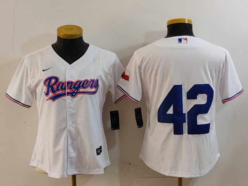 Women%27s Texas Rangers #42 Jackie Robinson White Cool Base Stitched Baseball Jersey